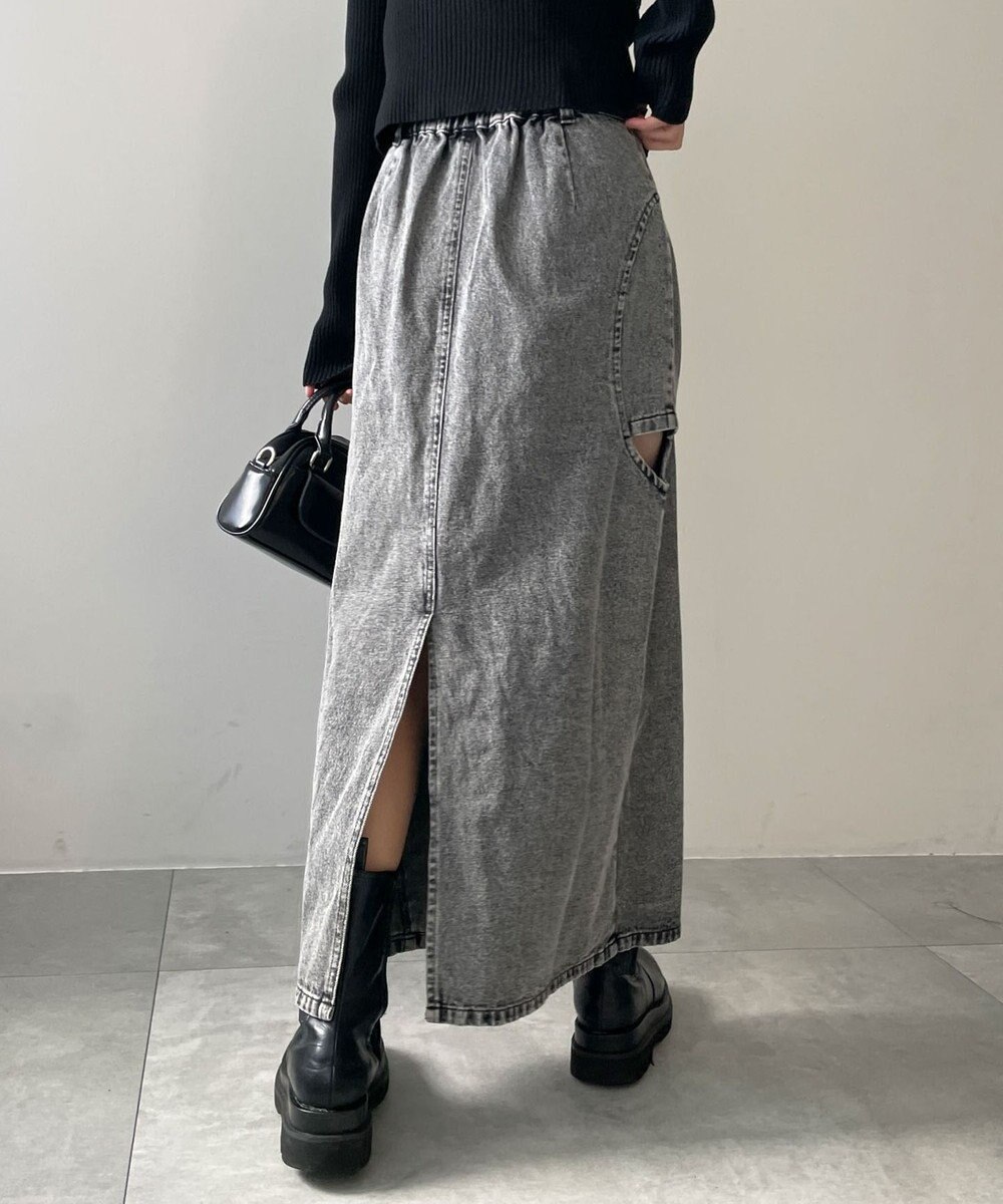 WEGO サークルカットレイヤードデニムロングスカート 