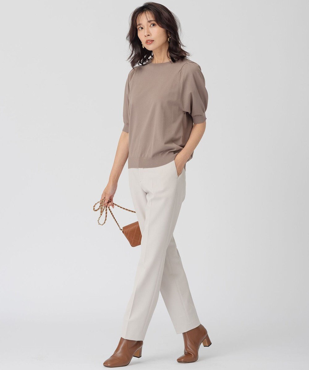 23区 ヴィスコースストレッチ パフスリーブ 半袖 ニット 