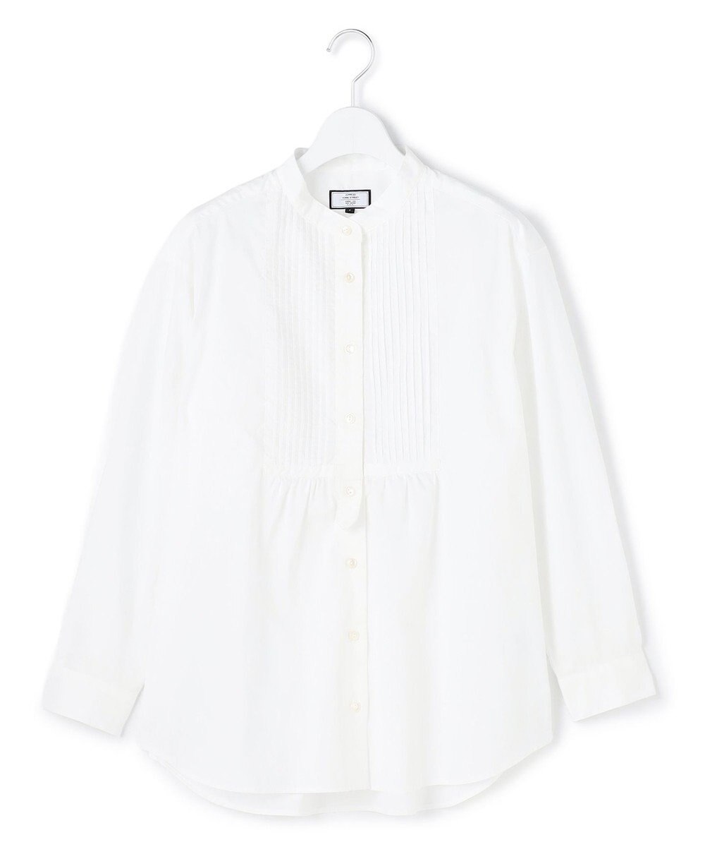 J.PRESS YORK STREET 【WOMEN】ピンタック バンドカラーストライプブラウス 