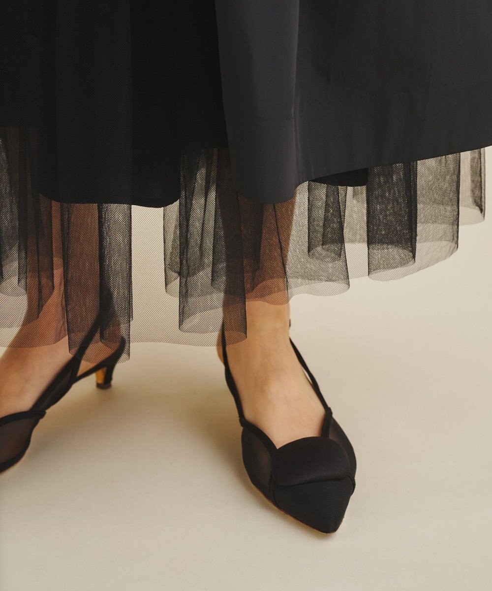 GRACE CONTINENTAL ブラックタフタオーバースカート 