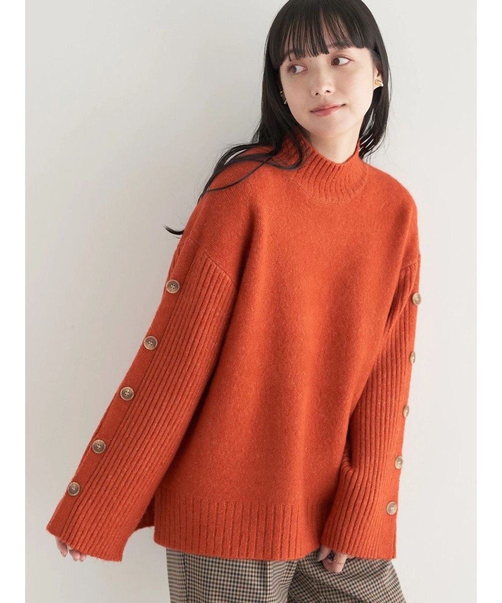 earth music&ecology 袖ボタンニットプルオーバー 