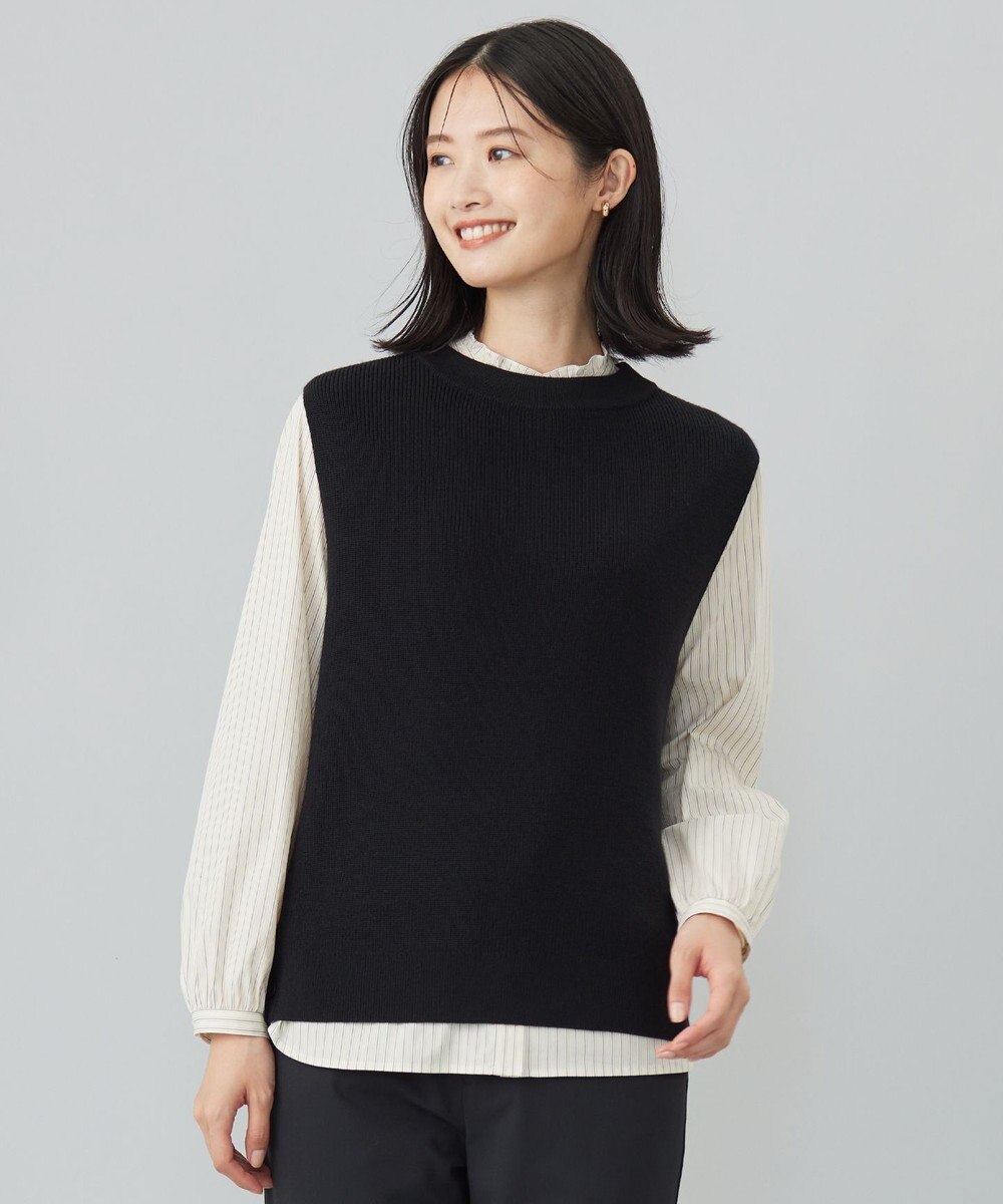 J.PRESS LADIES S 【洗える】DRALON MERINO ニット ベスト ブラック系