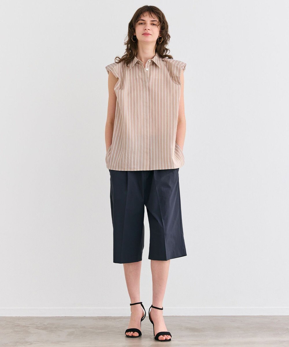 BEIGE， 【接触冷感/UVカット/洗える】YANN / ウエストゴムハーフタックパンツ 