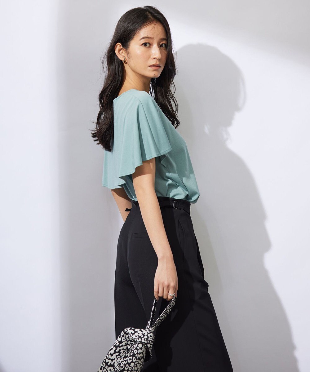 ICB 【接触冷感・UVケア・洗える】 ハイツイストスムース ケープデザインカットソー 