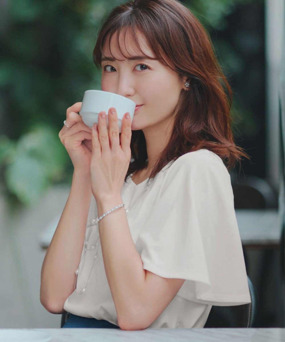 Tiaclasse 【おのののかさん着用】「サマケア」キーネックフレアスリーブトップス 