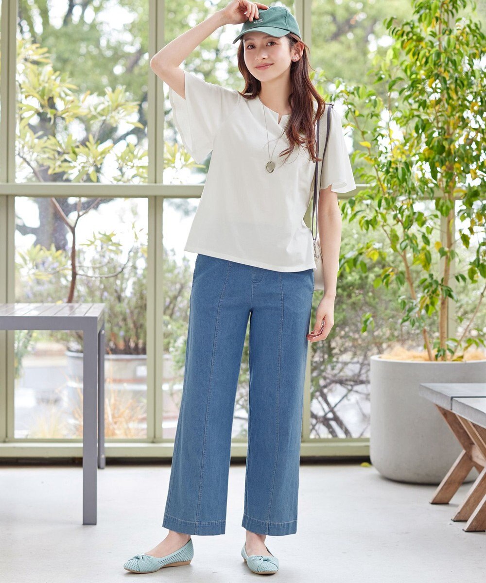 Tiaclasse 【おのののかさん着用】「サマケア」キーネックフレアスリーブトップス 