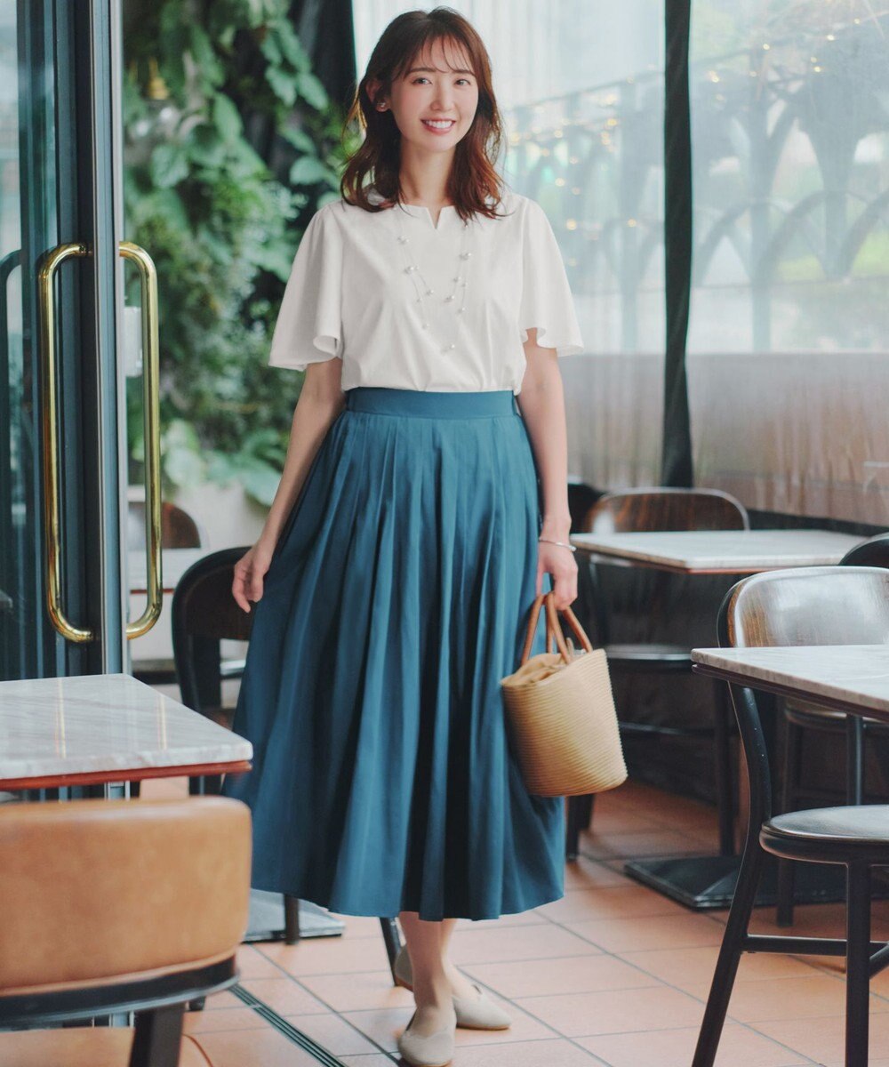 Tiaclasse 【おのののかさん着用】「サマケア」キーネックフレアスリーブトップス 