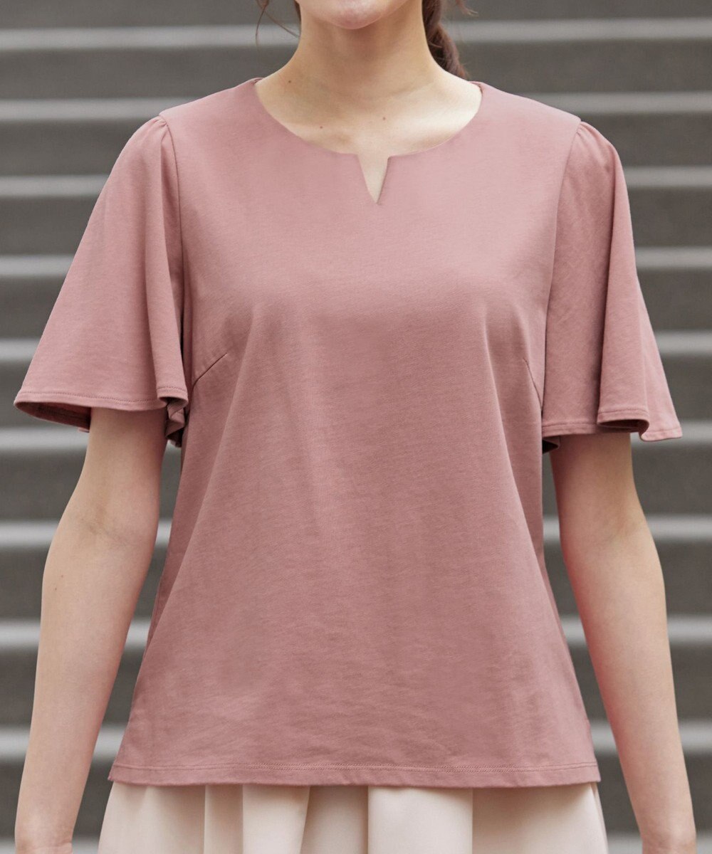 Tiaclasse 【おのののかさん着用】「サマケア」キーネックフレアスリーブトップス 