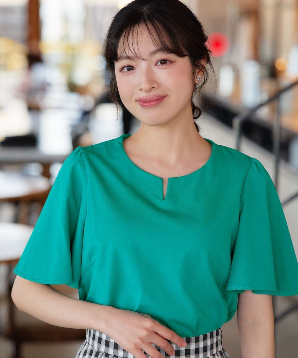 Tiaclasse 【おのののかさん着用】「サマケア」キーネックフレアスリーブトップス 