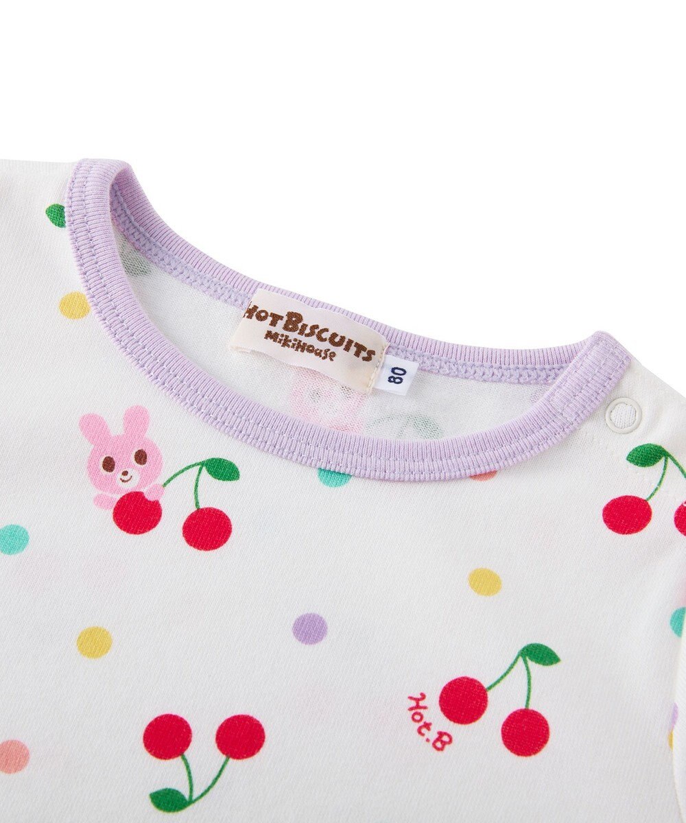 MIKI HOUSE HOT BISCUITS 【80-120cm】キャビット×さくらんぼ 総柄 半袖Tシャツ 