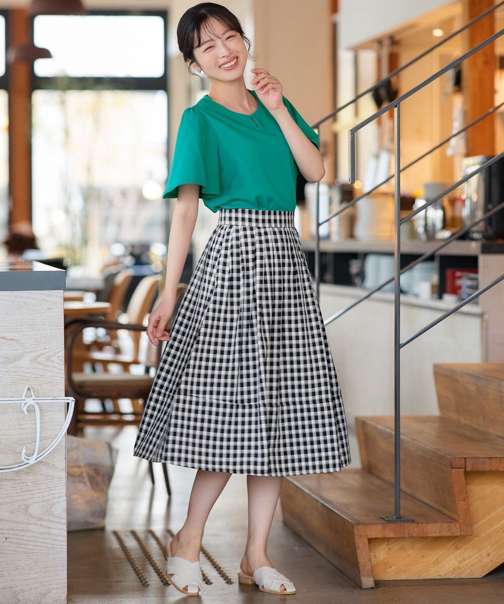 Tiaclasse 【おのののかさん着用】「サマケア」キーネックフレアスリーブトップス 