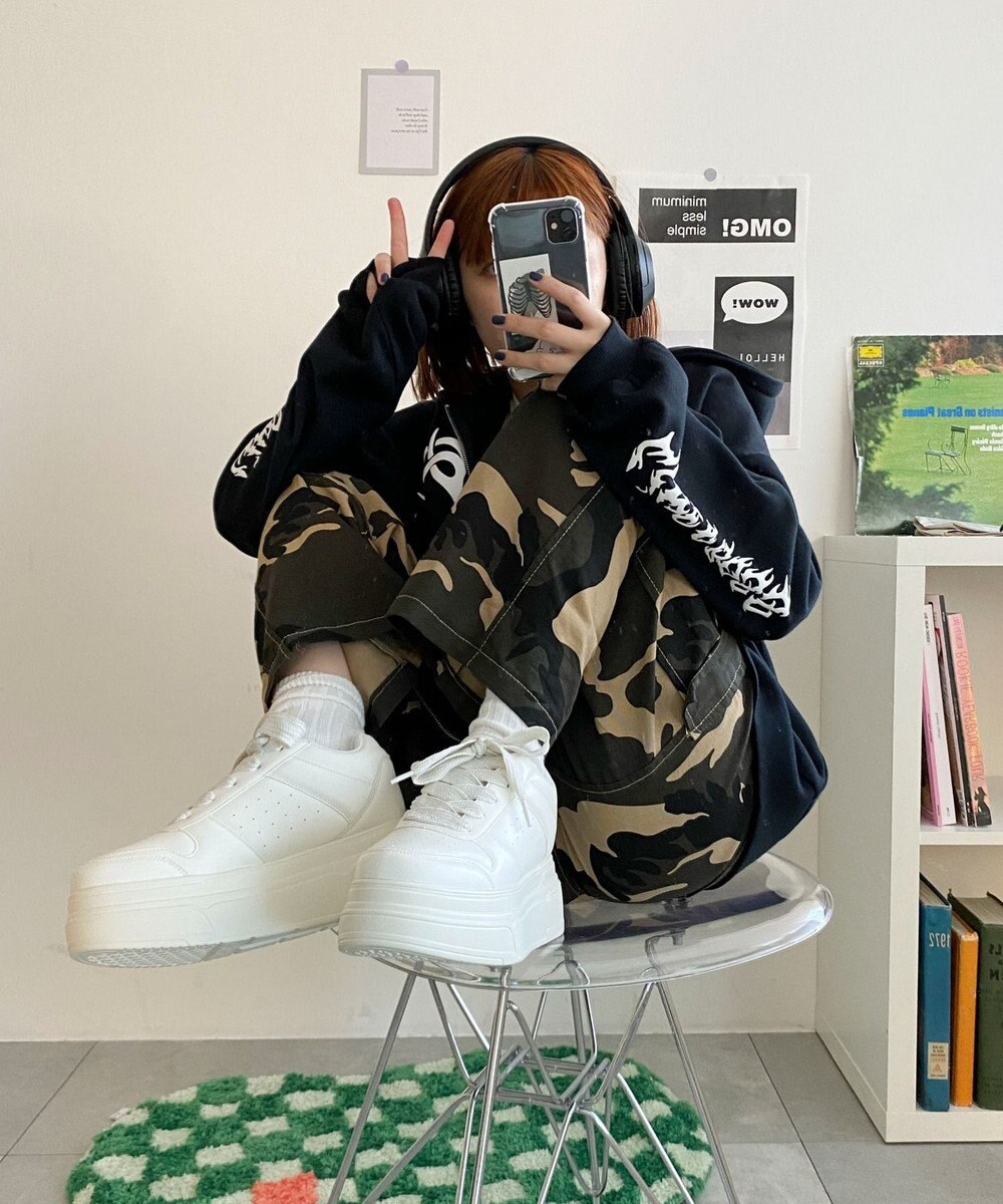 WEGO ボリュームレースアップ厚底スニーカー 