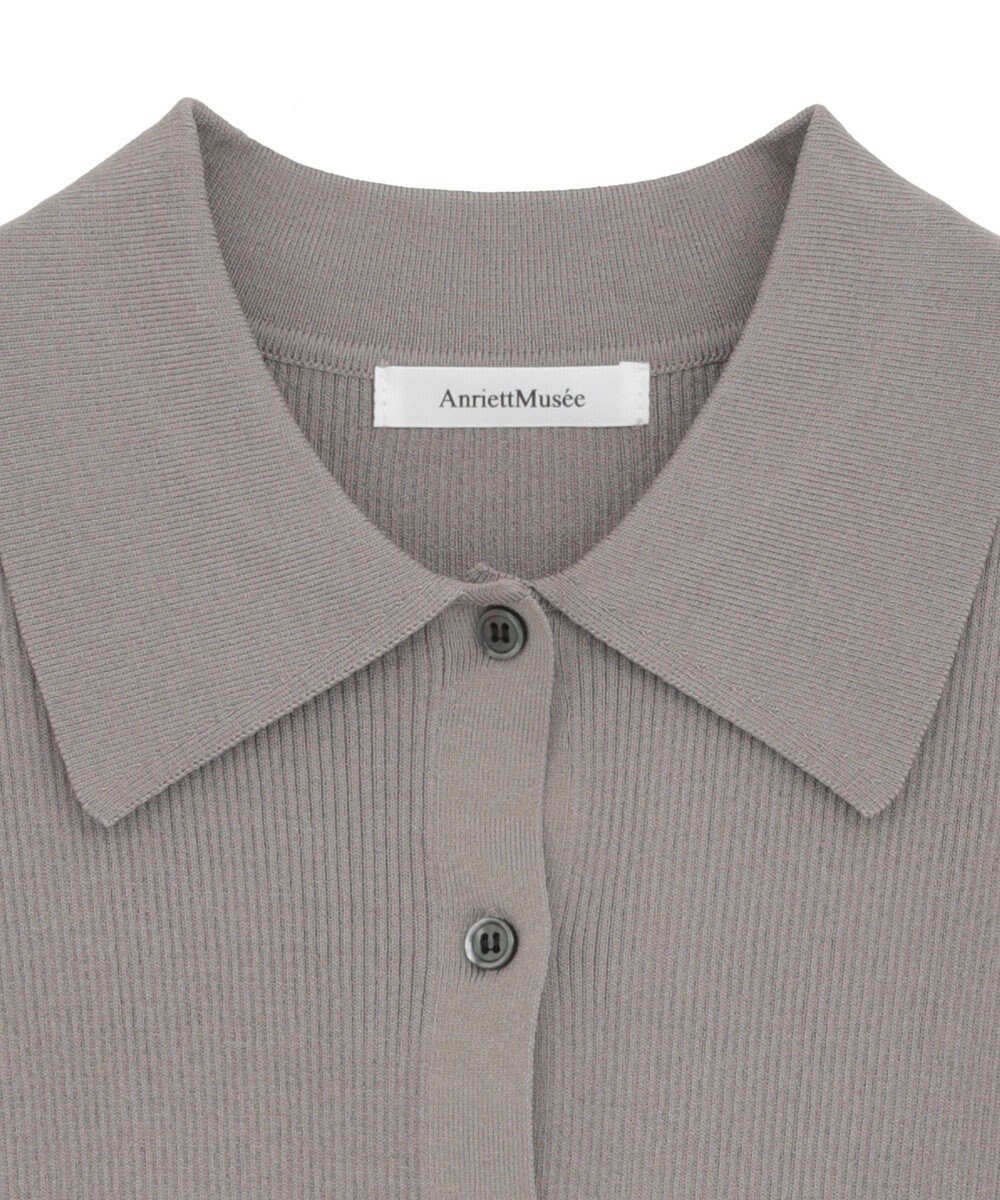 Green Parks ポロ襟5分袖リブニット 