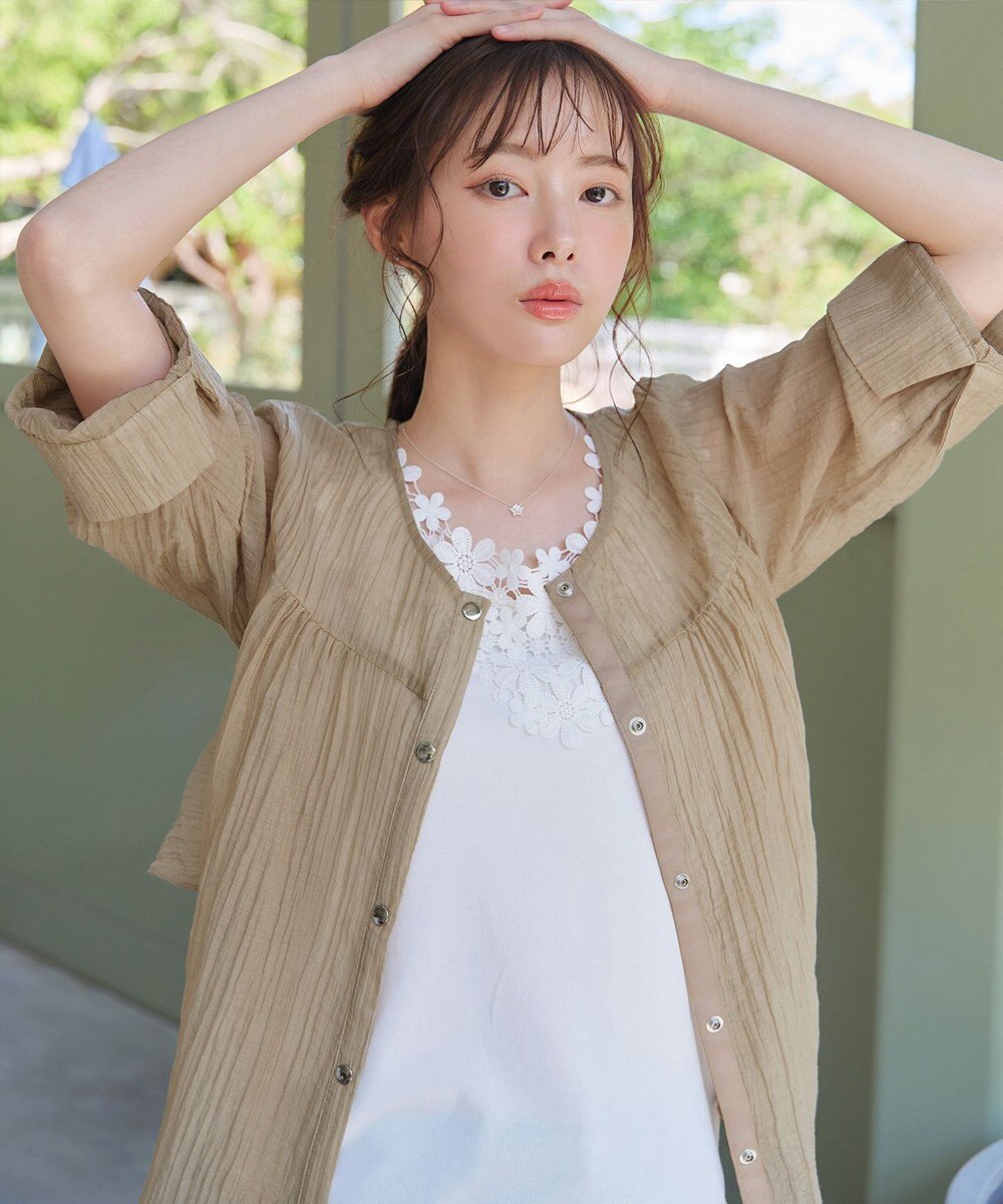 Tiaclasse 【洗える】楊柳バックフリルブルゾン 