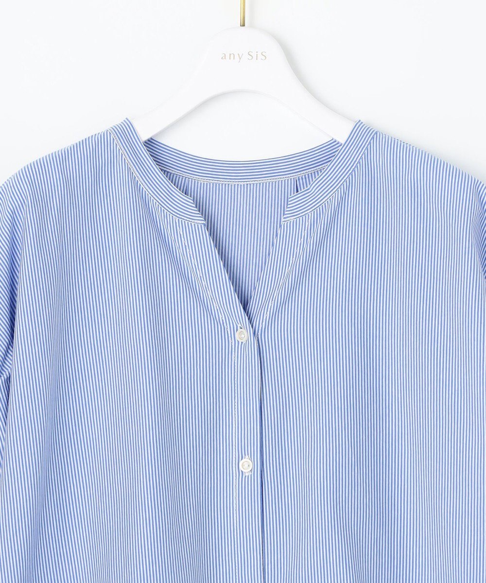 ANY SIS S シルケットストライプ スキッパー カットソー 