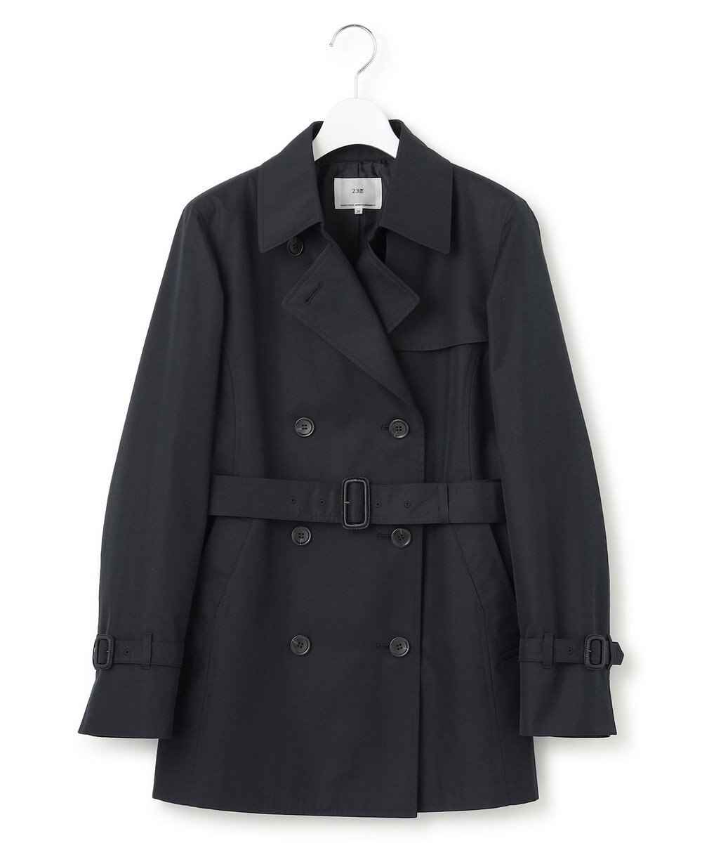 23区 コットンポリエステルギャバジン ショート トレンチコート 