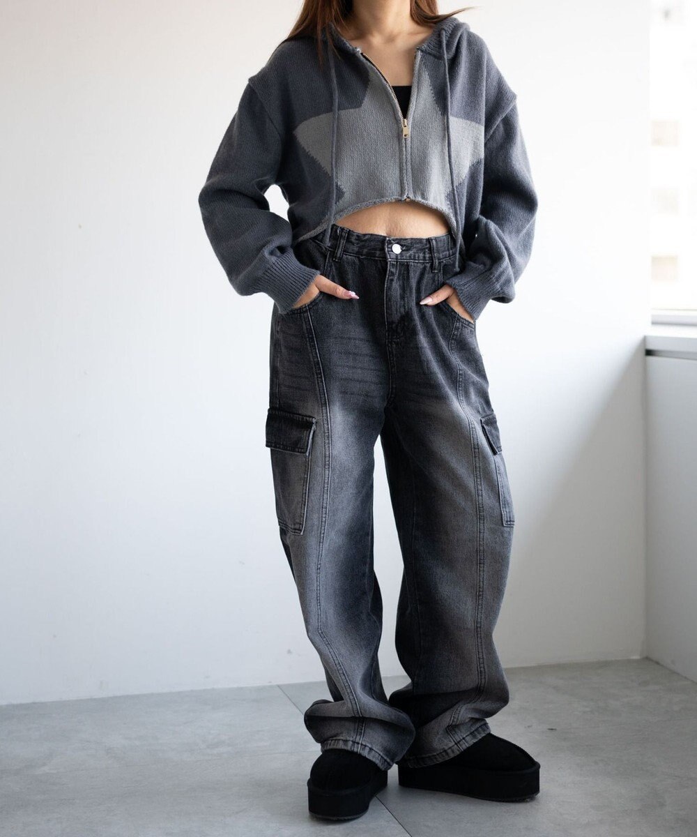 WEGO ヴィンテージウォッシュカーゴデニム 