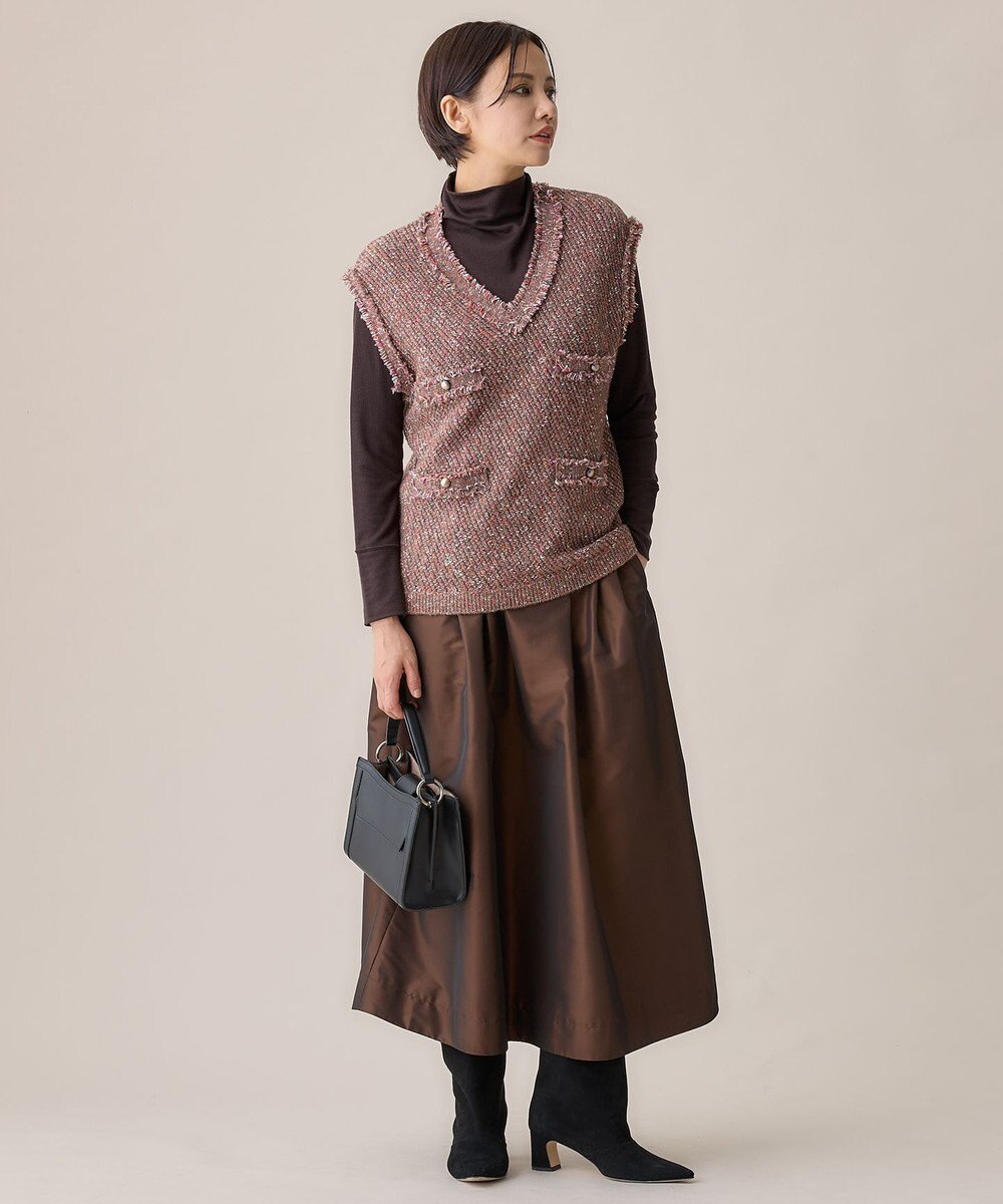 自由区 ミックスツイードニット  ベスト 