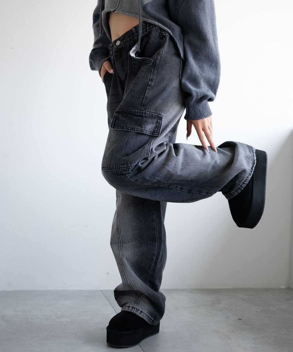 WEGO ヴィンテージウォッシュカーゴデニム 