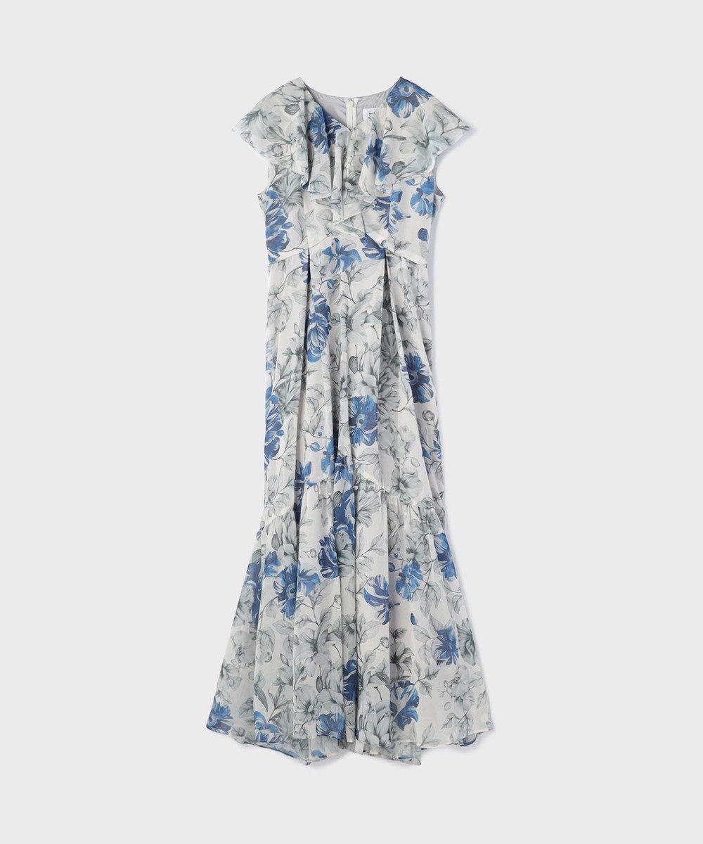 GRACE CONTINENTAL フラワープリントフリルワンピース 