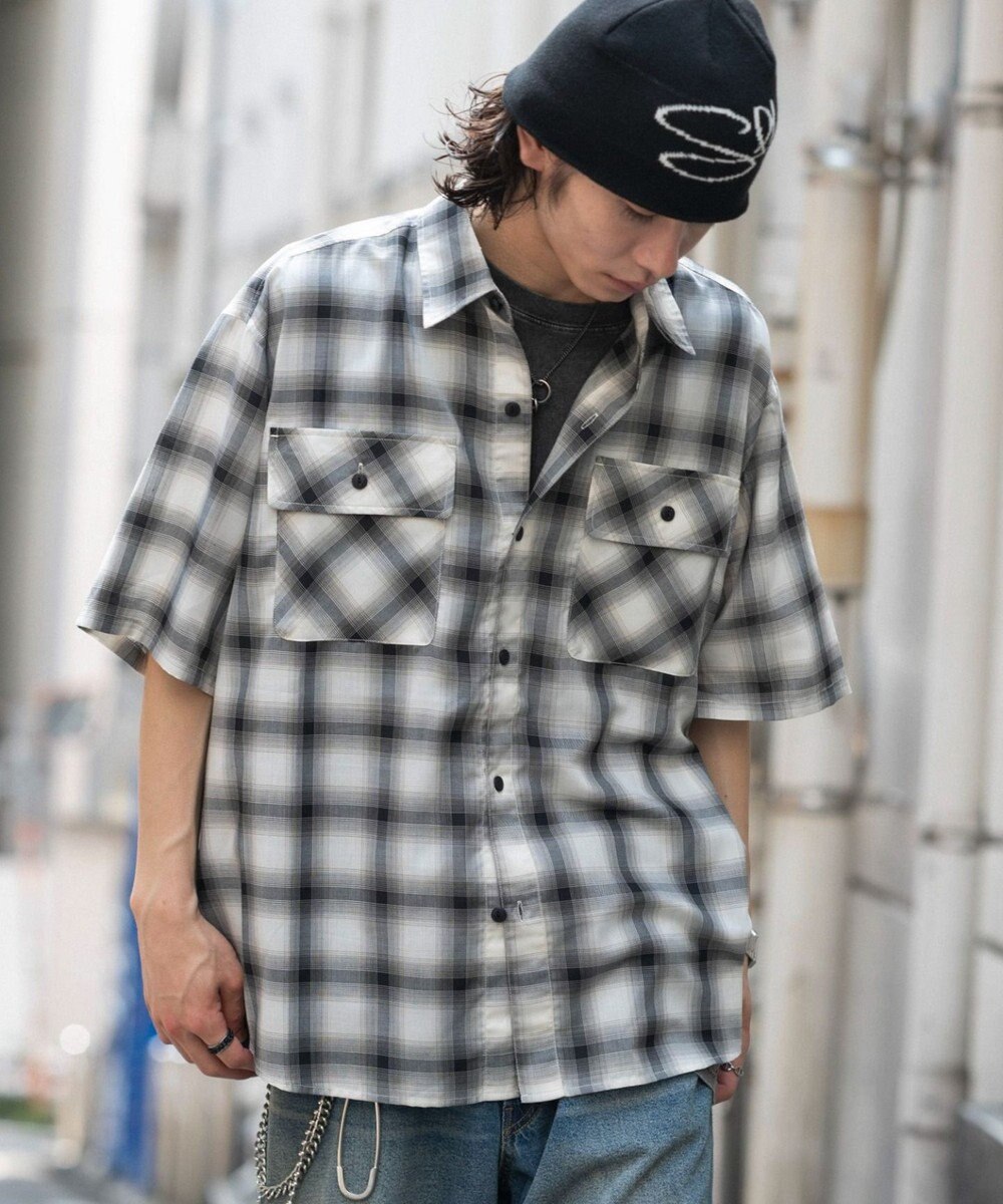 WEGO オンブレチェックシャツ(SS) 