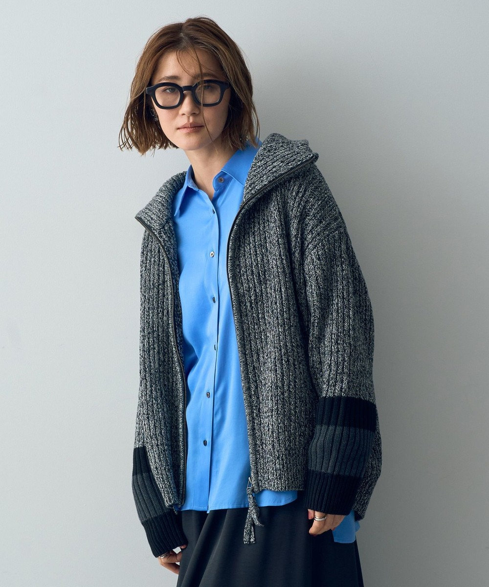 YECCA VECCA スタンドネックZIPニット Gray Mixture