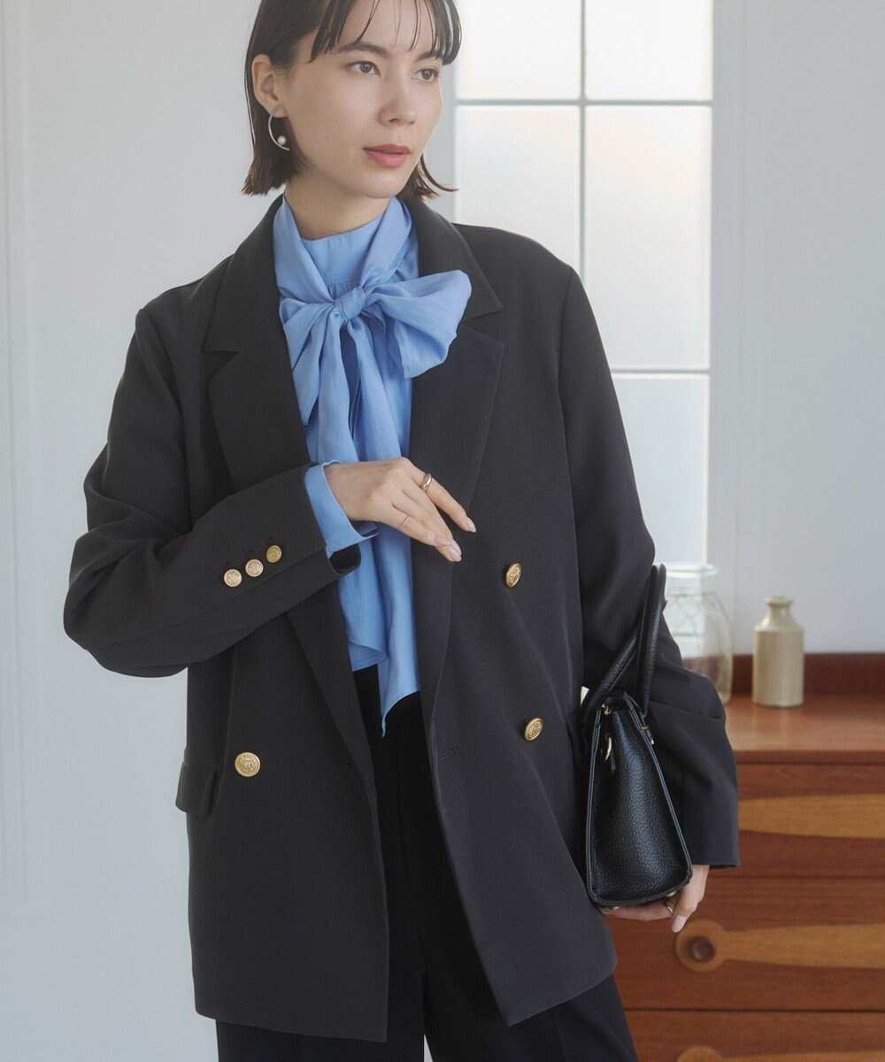 WEGO 【ANGIE VINTAGE/S/Mサイズ展開 / オケージョン対応 / セレモニー対応】ゴールドボタン テーラードジャケット / 金ボタン ダブル ブレザー 