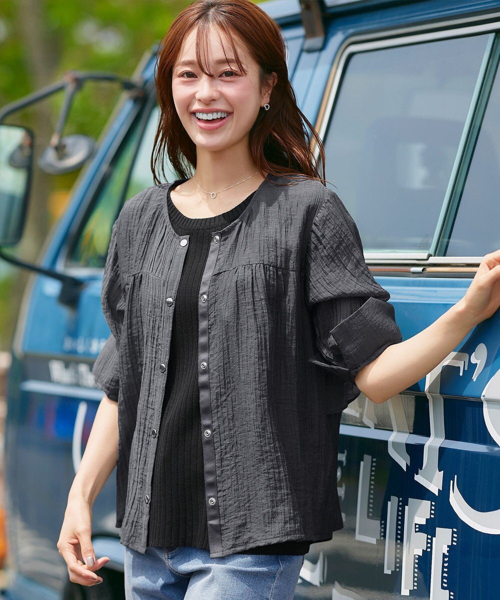 Tiaclasse 【洗える】楊柳バックフリルブルゾン 