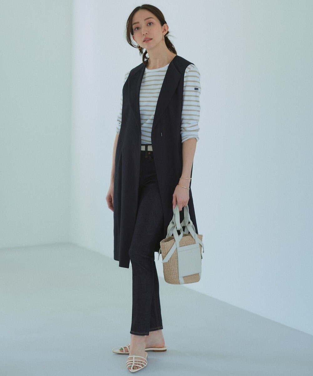 23区 【CLASSY.6月号掲載】リネンレーヨンストレッチ  ロング ジレ 