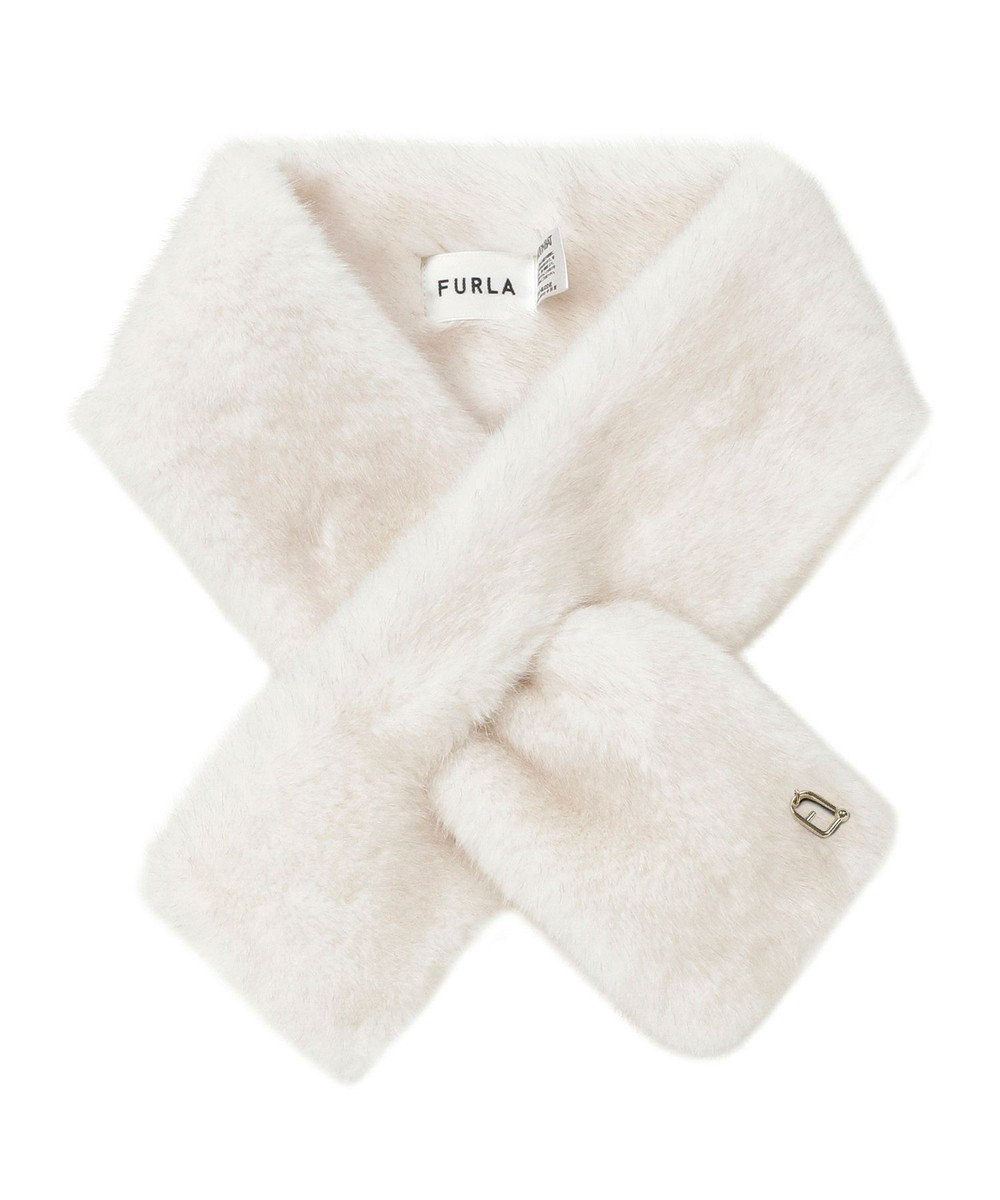 MOONBAT FURLA（フルラ）差し込みファーティペット マフラー アーチロゴ フェイクファー 