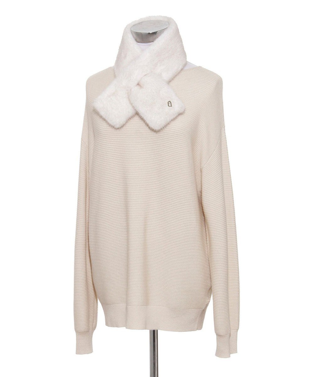 MOONBAT FURLA（フルラ）差し込みファーティペット マフラー アーチロゴ フェイクファー 