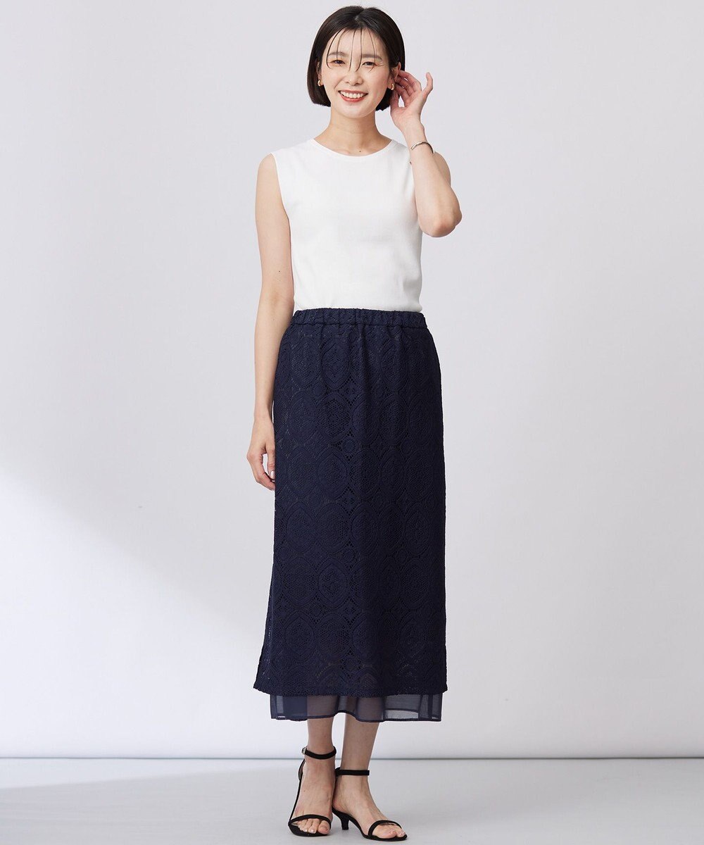 J.PRESS LADIES S 【洗える】ジャカードレース ナロースカート 