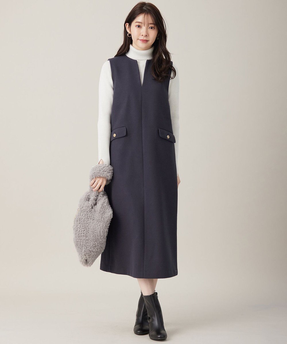 ANY SIS 【2SET】ニードルジャンパースカート × ラメリブタートルニット セット 