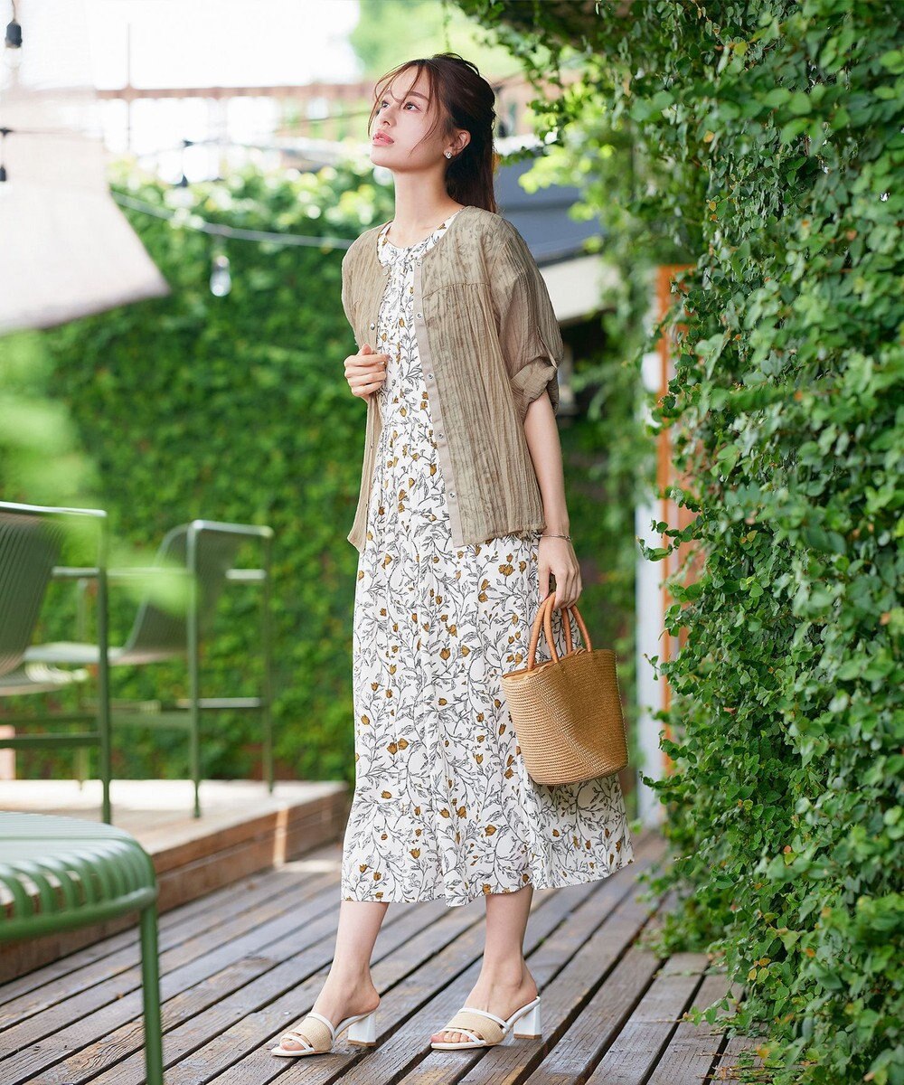 Tiaclasse 【洗える】楊柳バックフリルブルゾン 