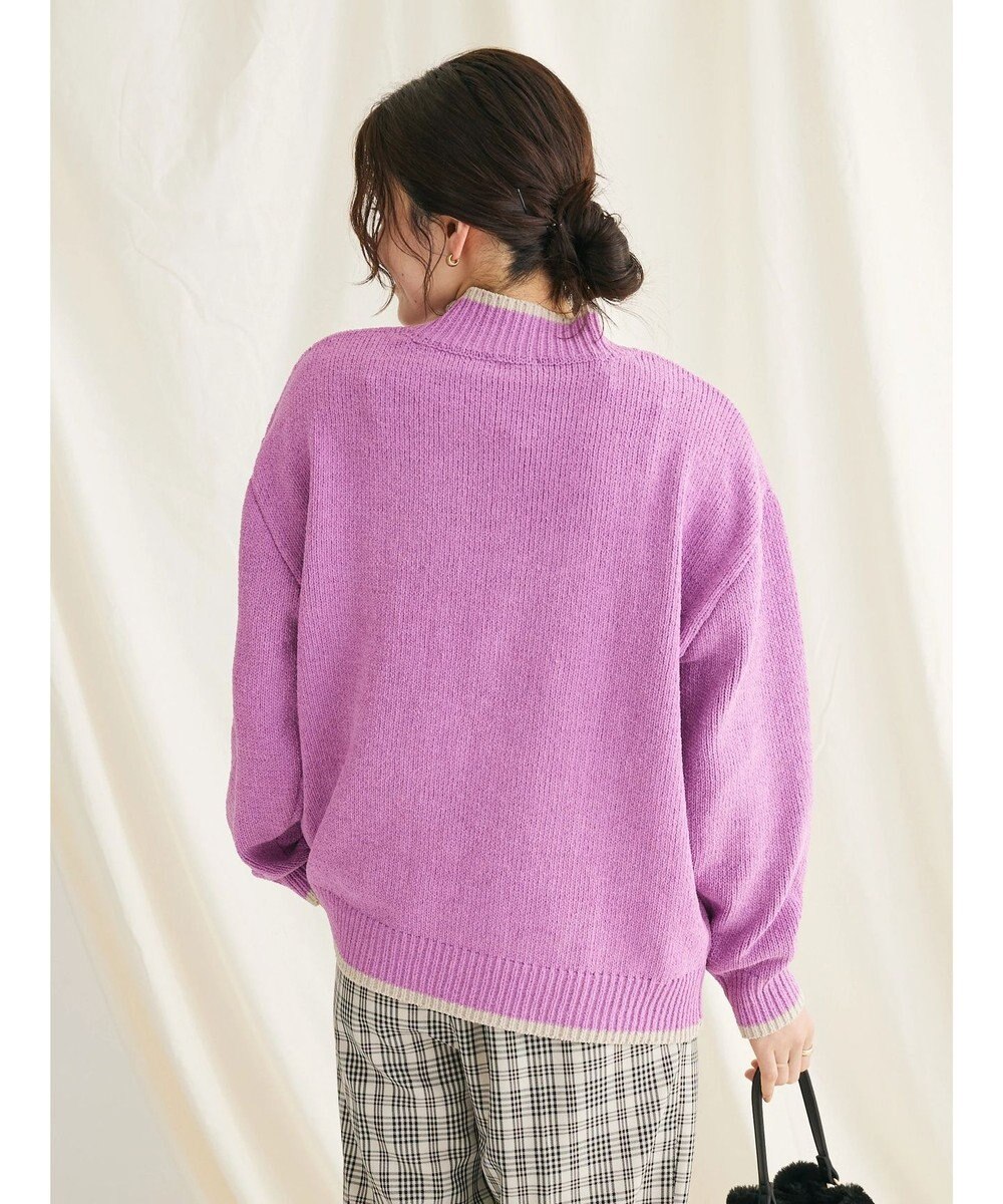 CRAFT STANDARD BOUTIQUE 洗えるモールニット配色プルオーバー 