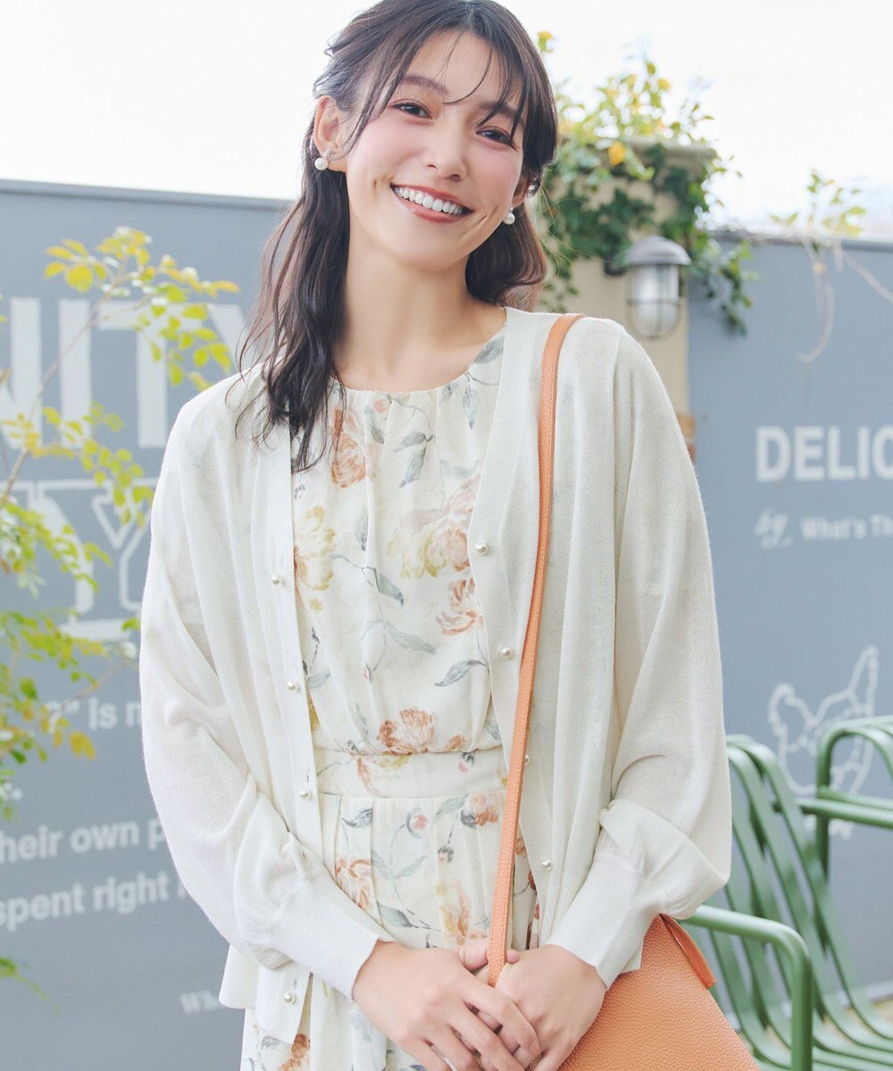 Tiaclasse ラメシアー天竺パールボタンカーディガン 