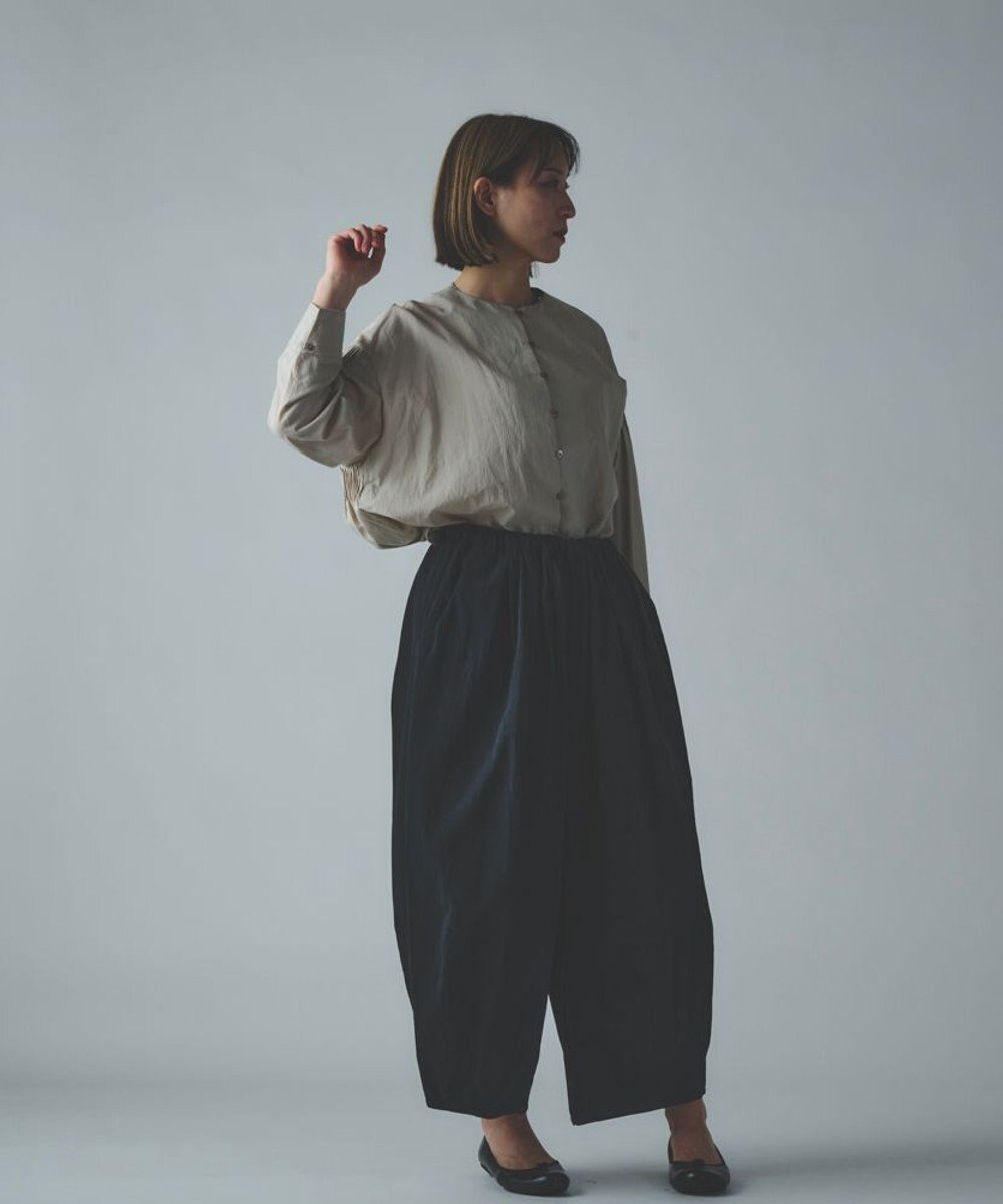 muuc 〈綿100%〉〈涼しいワッシャー生地〉〈裾タック入り〉〈ワイドシルエット〉サーカスパンツ 