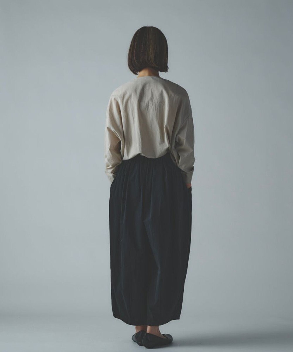 muuc 〈綿100%〉〈涼しいワッシャー生地〉〈裾タック入り〉〈ワイドシルエット〉サーカスパンツ 