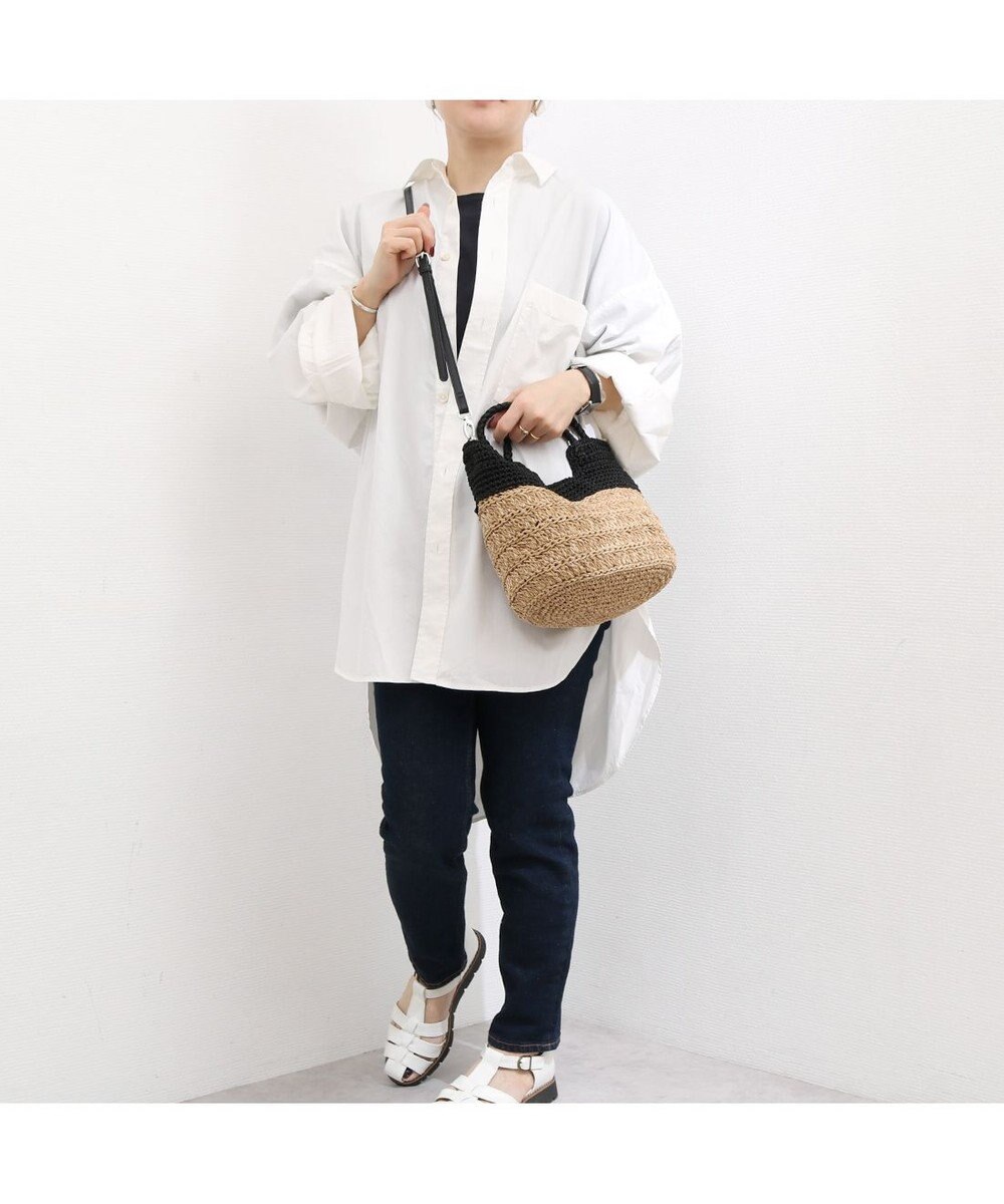 UNBILLION カシュカシュ cachecache / 切り替え柄編みミニトート カゴバッグ 