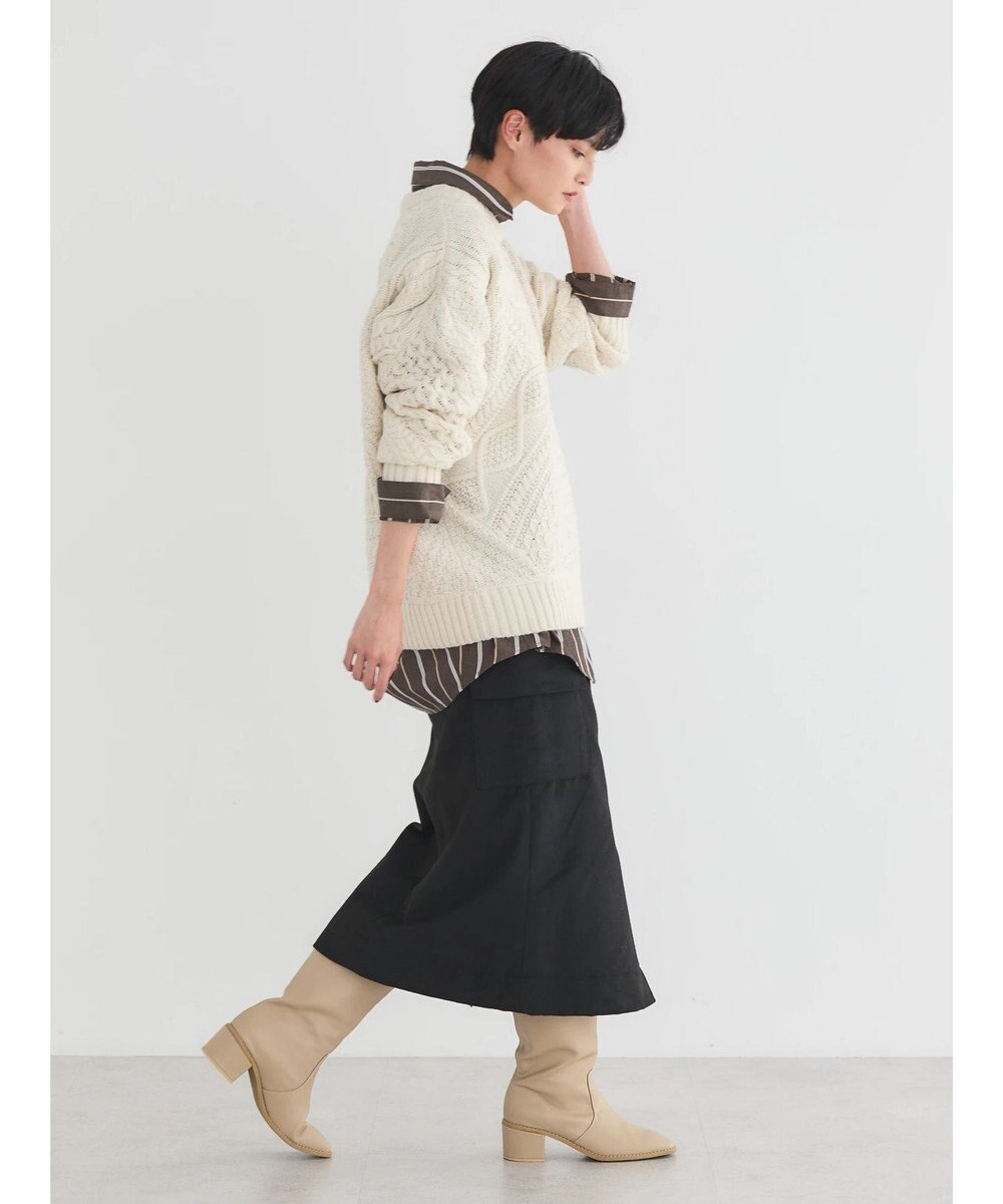 AMERICAN HOLIC パッチワークケーブルニットチュニック 