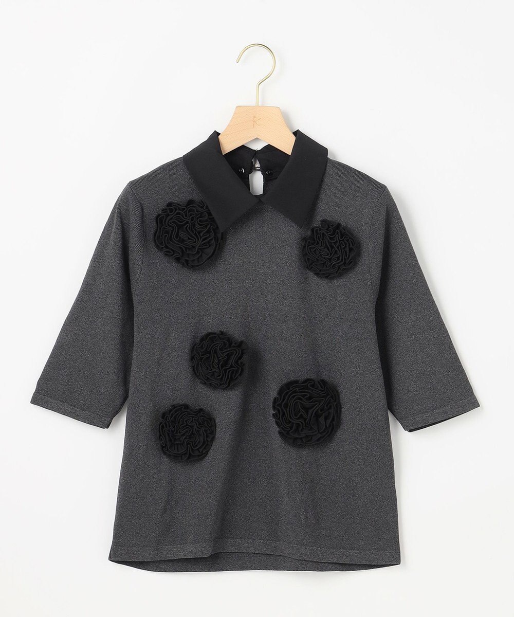 組曲 S 【組曲×setsuko sagittaire】ボンボンフラワー襟付き ニット 