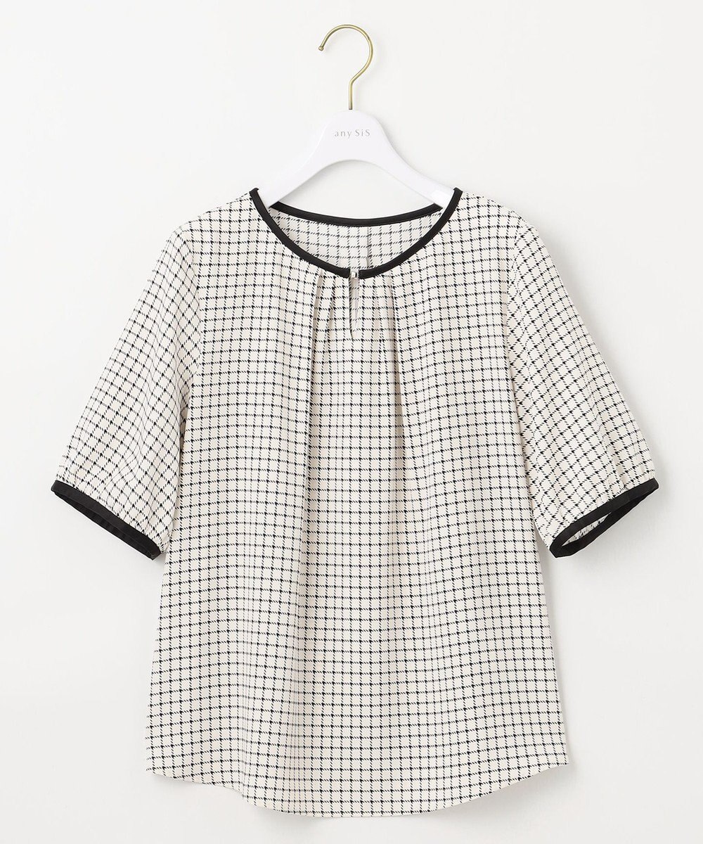 ANY SIS L 【洗える】 バイカラータック ブラウス 