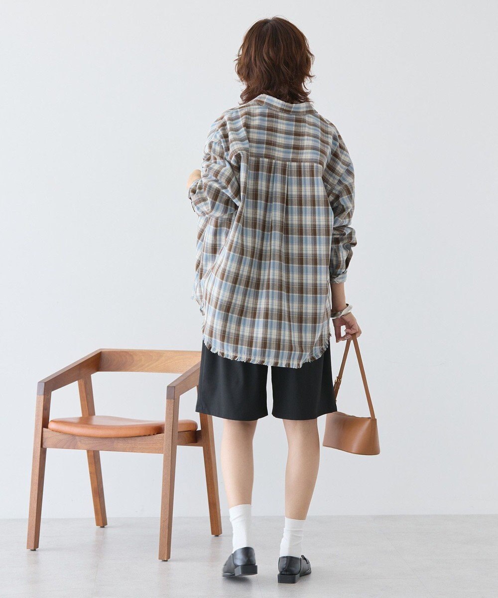 AMERICAN HOLIC フリンジヘム起毛チェックシャツ 