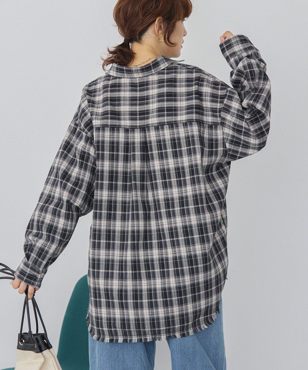 AMERICAN HOLIC フリンジヘム起毛チェックシャツ 