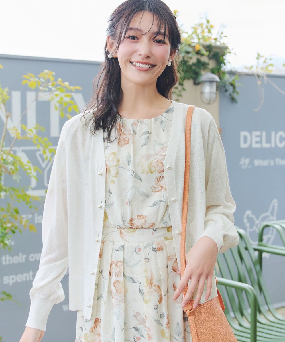 Tiaclasse ラメシアー天竺パールボタンカーディガン 