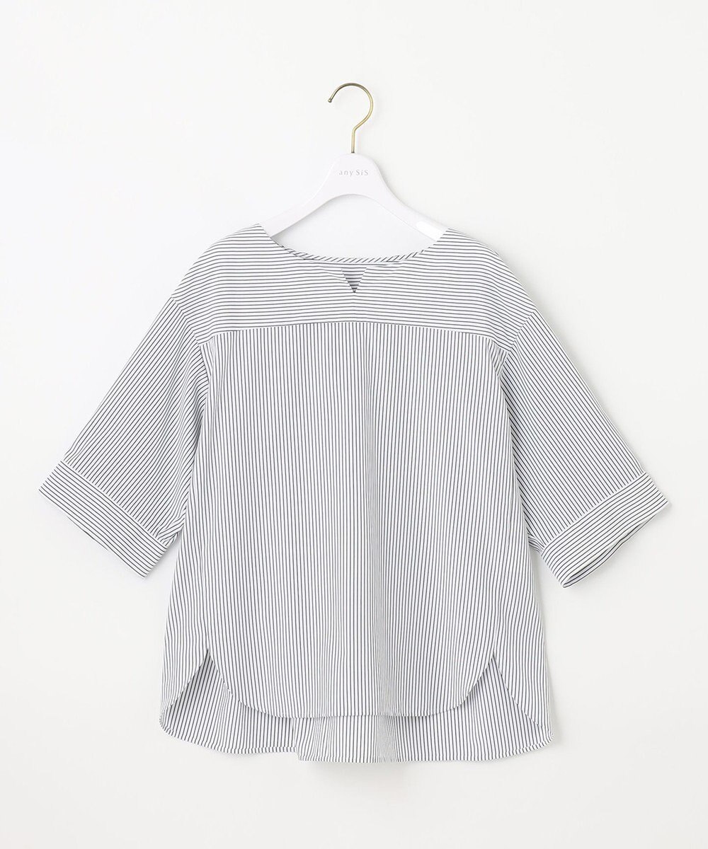 ANY SIS 【洗える】ノーカラーシャツ ブラウス 