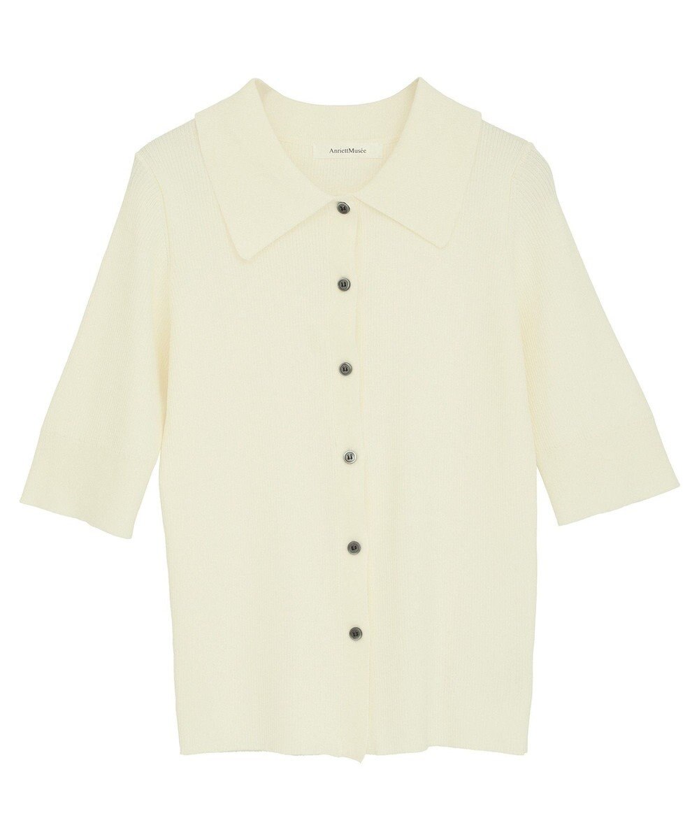 Green Parks ポロ襟5分袖リブニット 