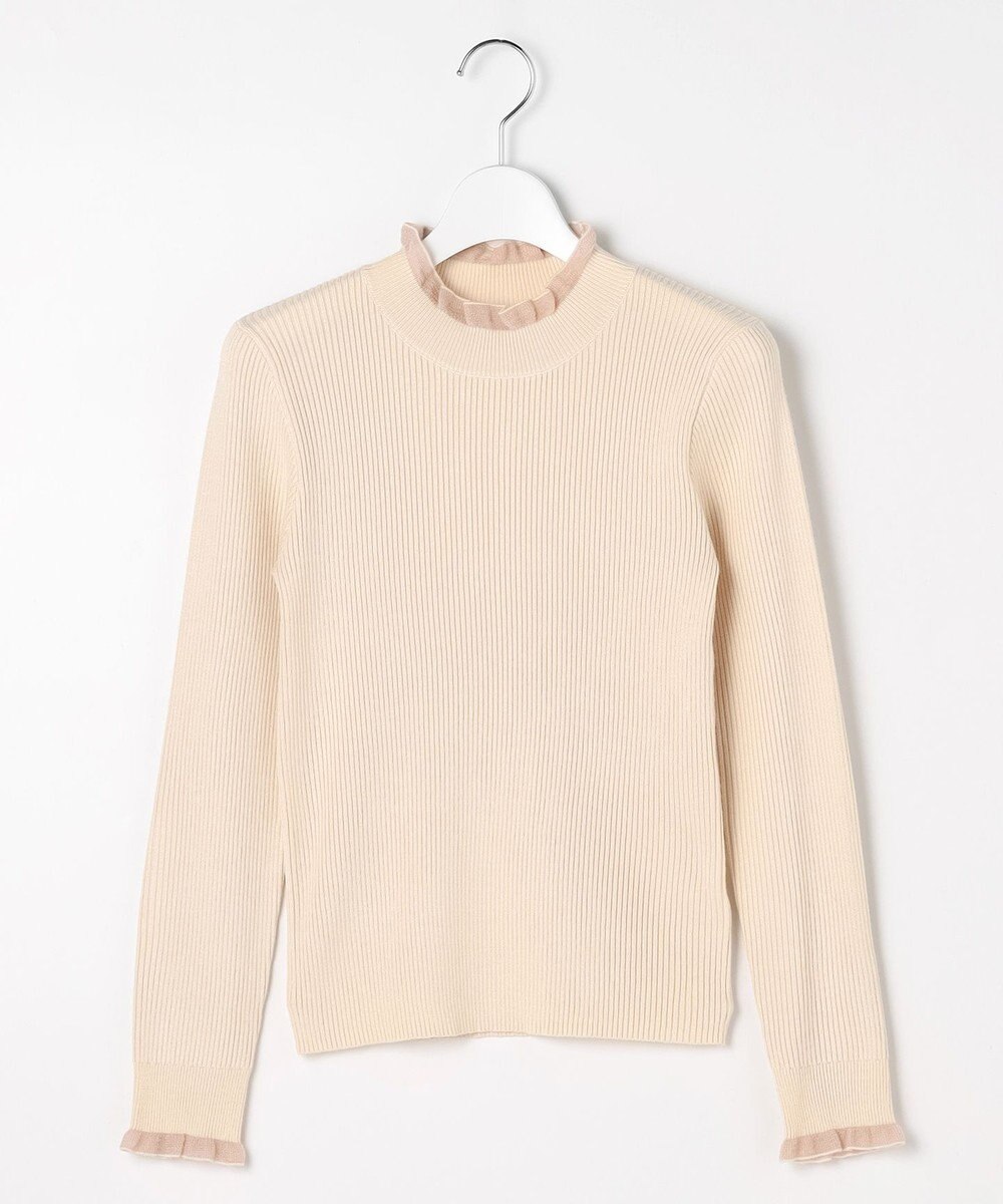 Feroux シアーフリル・ハイネックリブプルオーバー 