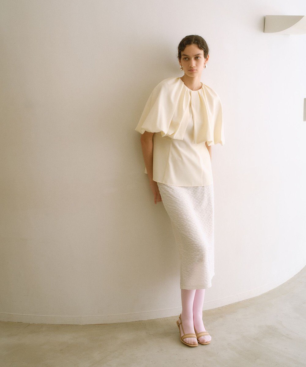 #Newans ＜亀恭子さんコラボ＞取り外し可能ケープ付きペプラムブラウス 