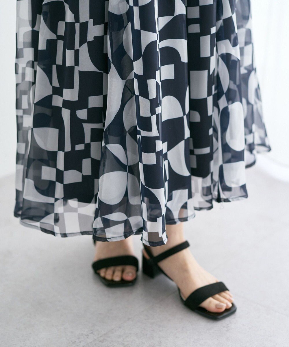 YECCA VECCA アート柄シアーロングスカート 
